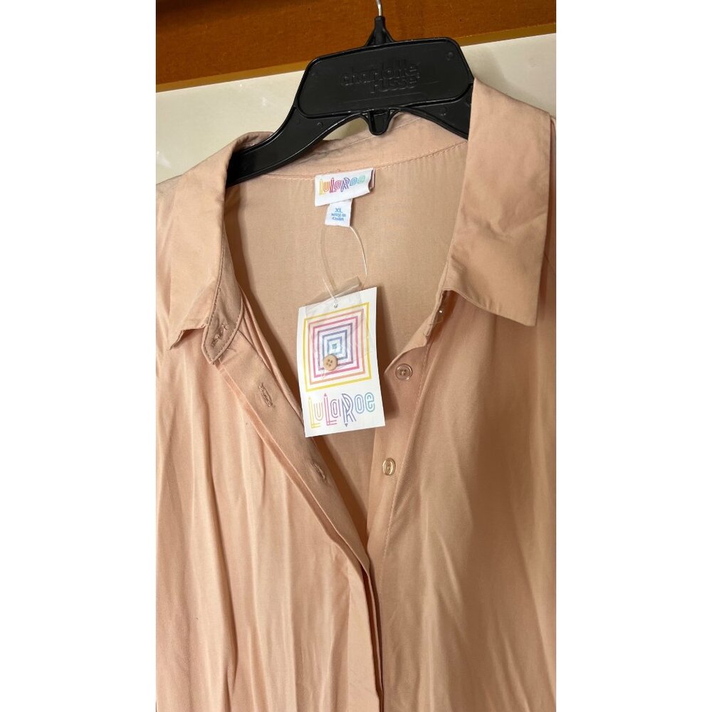 Lularoe Helene Tiered Midi Dress Button Front peach XL - Picture 2 of 5
